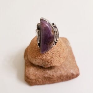 Charoite Purple Stone Ring .925 Sterling Silver Size 5.75